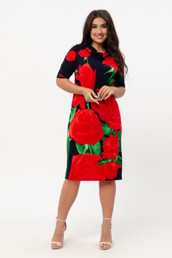Платье 1134/200 (Красные цветы .1) - Модно-Трикотаж