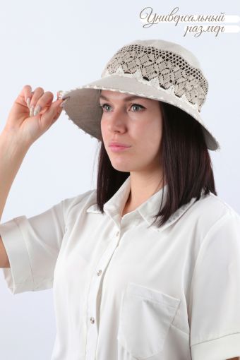 Шляпа женская льняная №GL420 (Бежевый) (Фото 2)