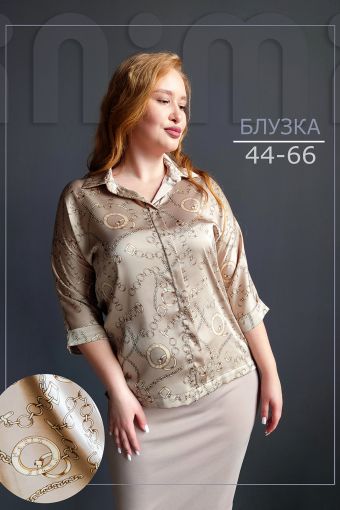 Блуза шелк 1311 (Цепи бежевые) - Модно-Трикотаж