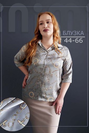 Блуза шелк 1311 (Цепи серые) - Модно-Трикотаж