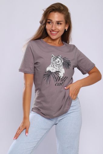 Футболка Wild cat (Серый) - Модно-Трикотаж