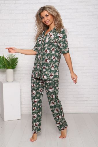 Пижама 35821 (Зеленый) - Модно-Трикотаж