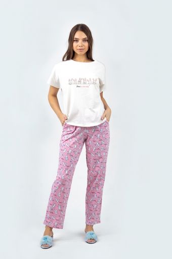 Комплект с брюками Фиеста 18-04 (Розовый,бел) - Модно-Трикотаж