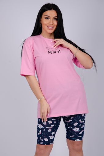 Пижама Мяу (Розовый) - Модно-Трикотаж