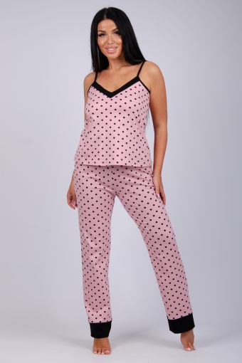 Пижама Франческа горох, трикотаж (Розовый) - Модно-Трикотаж