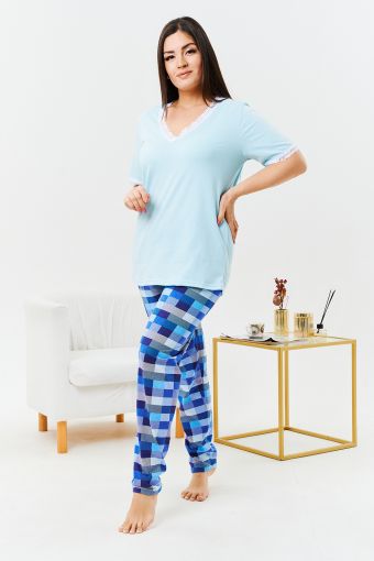 Пижама 83501 (Голубой) - Модно-Трикотаж