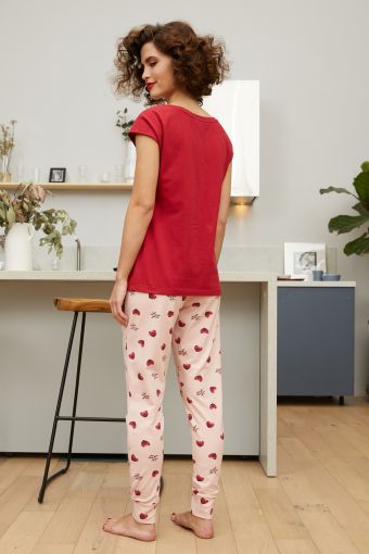 Комплект фуфайка (футболка), брюки жен Mia Cara SS21WJ328 French Kiss красный/сердечки (Красный/сердечки) (Фото 2)
