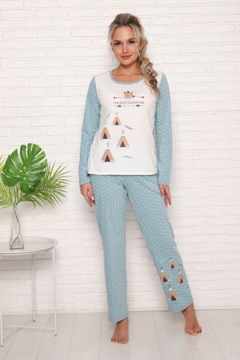 Пижама 57130 (Сердечко-мята) - Модно-Трикотаж