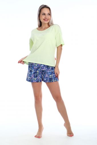 Пижама с шортами Очарование 5-040 (Синий/зеленый) (Фото 2)