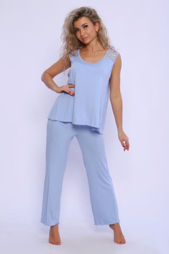Пижама женская 78542 (Голубой) - Модно-Трикотаж