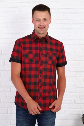 Рубашка 57041 (Черно-красный) - Модно-Трикотаж