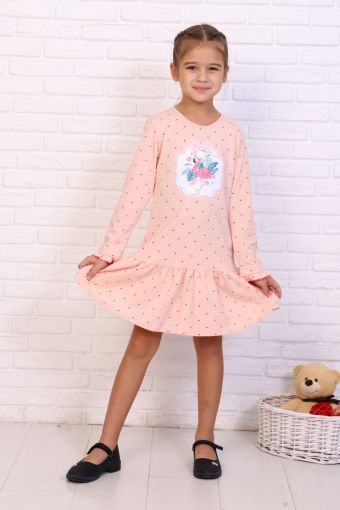 Платье Неженка Фламинго дл.рукав (Персиковый) - Модно-Трикотаж