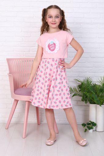 Платье Клубничная Душа короткий рукав детское (Розовый) - Модно-Трикотаж