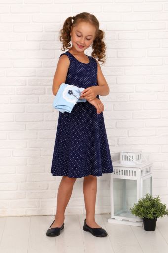 Платье Лучик короткий рукав детское (Голубой-темносиний) (Фото 2)