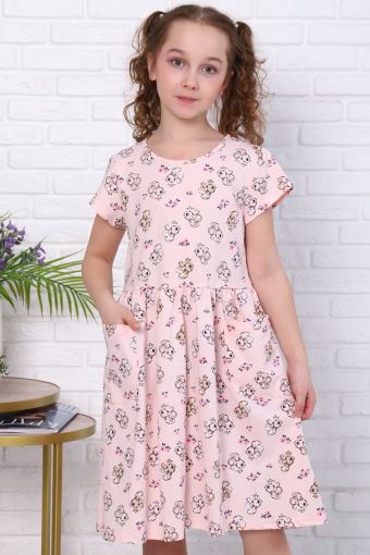 Платье Орешек короткий рукав детское (Светло-розовый) - Модно-Трикотаж