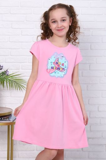 Платье Хвостик короткий рукав детское (Ярко-розовый) - Модно-Трикотаж