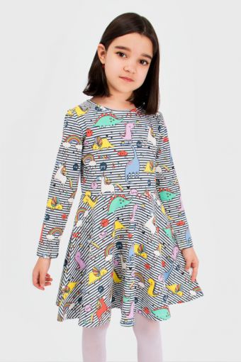 Платье трикотажное для девочки SP5915-25 (Комбинированный) - Модно-Трикотаж