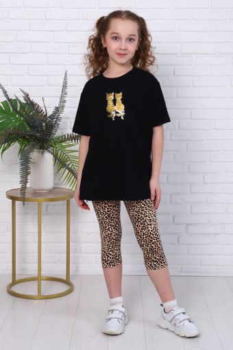 Лосины Леопард укороченные детские (Коричневый) - Модно-Трикотаж