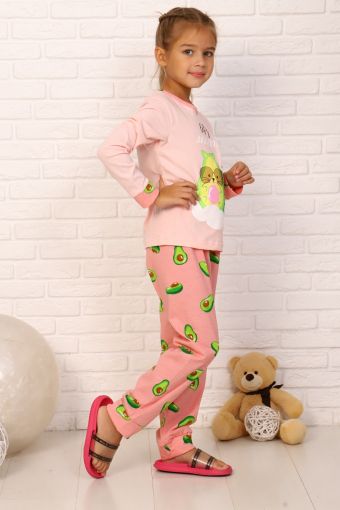 Пижама Кошка авокадо дл. рукав (Розовый) (Фото 2)