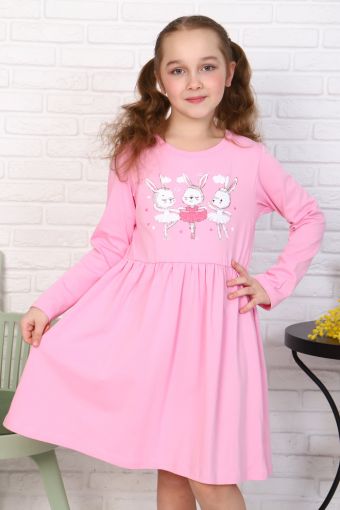 Платье Балеринки детское дл. рукав (Ярко-розовый) - Модно-Трикотаж