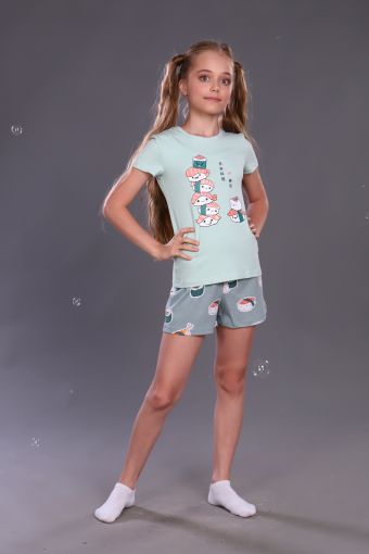 Пижама для девочки Суши-роллы ПД-009-044 (Полынь) - Модно-Трикотаж