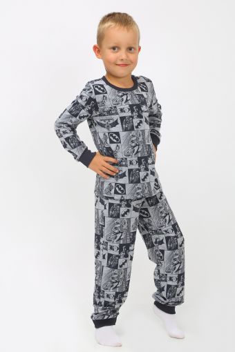Пижама Бэтмен детская арт. ПМ-013-049 (Серый) - Модно-Трикотаж