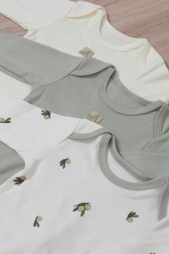 Комплект одежды для новорожденных, костюм боди и штаны 3 шт арт. НБ-3БЧШ (Оливки) (Фото 2)
