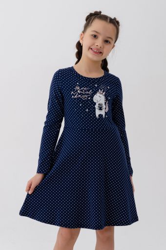 Платье Айрис длинный рукав детское (Темно-синий) - Модно-Трикотаж
