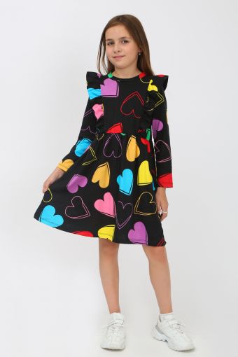Платье сердце арт. ПЛ-366 (Черный) - Модно-Трикотаж