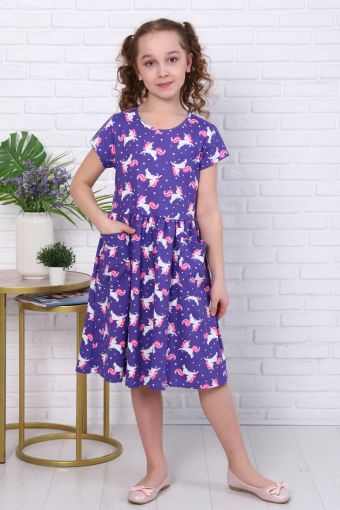Платье Пурпур короткий рукав детское (Сиреневый) - Модно-Трикотаж