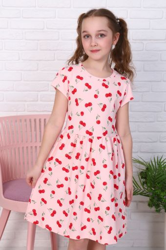 Платье Вишневое варенье короткий рукав детское (Розовый) - Модно-Трикотаж