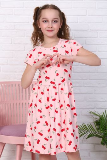 Платье Вишневое варенье короткий рукав детское (Розовый) (Фото 2)
