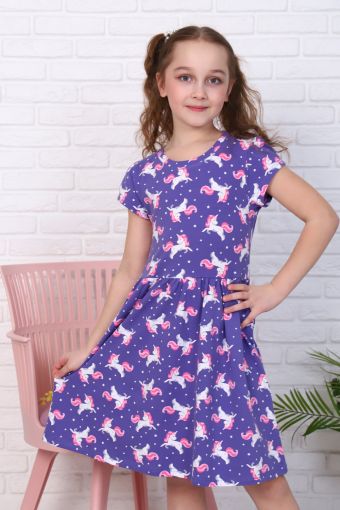 Платье Стелла короткий рукав детское (Сиреневый) - Модно-Трикотаж