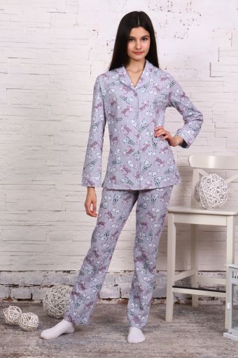 Пижама-костюм для девочки арт. ПД-006 (Кошки звезды и сердечки) - Модно-Трикотаж
