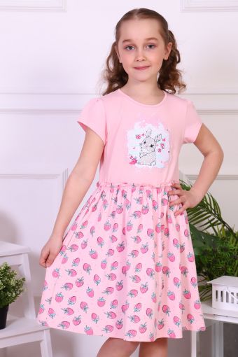 Платье Лапочка дочка короткий рукав детское (Розовый) - Модно-Трикотаж