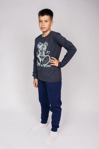 Пижама для мальчика 92214 (Темно-серый/т.синий) - Модно-Трикотаж