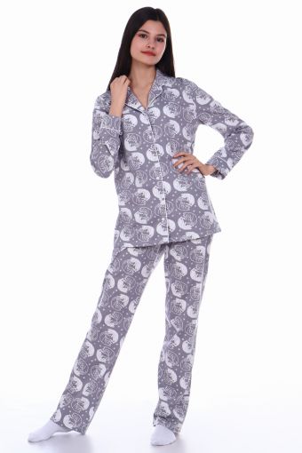 Пижама-костюм для девочки арт. ПД-006 (Кошки серые) - Модно-Трикотаж