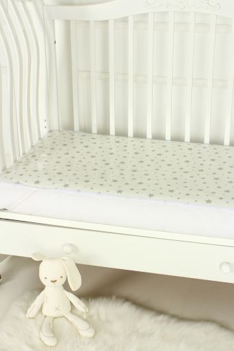 Клеенка на резинках (наматрасник) на детскую кроватку арт. КРМ-120х60/звездочка-серая (В ассортименте) (Фото 2)