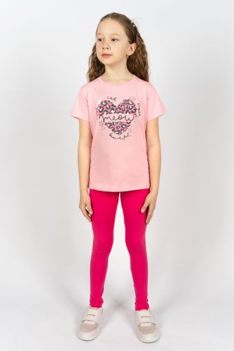 Комплект для девочки 41109 (футболка _ лосины) (С.розовый/розовый) - Модно-Трикотаж