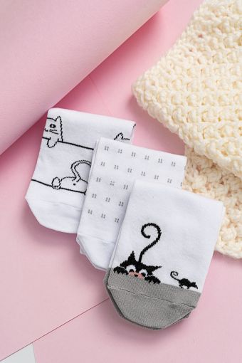 Носки Кошки-мышки детские 3 пары (Белый) - Модно-Трикотаж