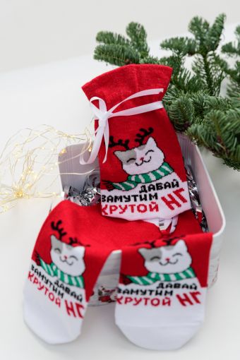 Носки женские Кот в мешке комплект 1 пара (Красный) - Модно-Трикотаж