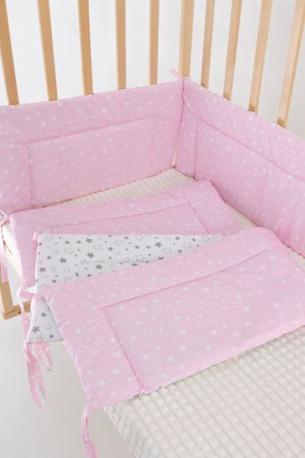 Бортик в детскую кроватку четырехсторонний БРК32/звездочка-розовая (В ассортименте) - Модно-Трикотаж