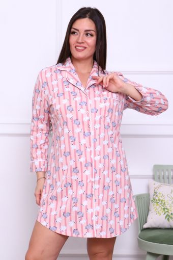 Платье-рубашка женское ПД-007В (Персик) - Модно-Трикотаж