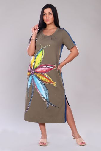 Платье 5576 (Хаки) - Модно-Трикотаж