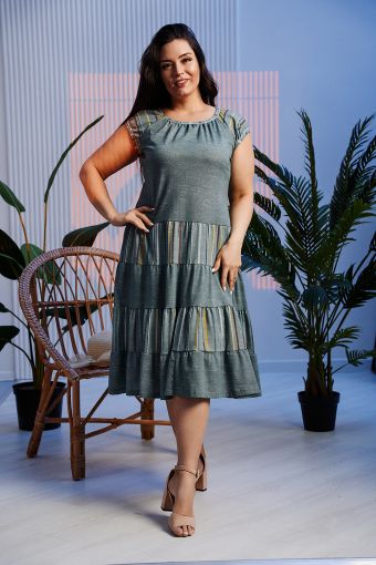 Платье 9190 (Полоса олива) - Модно-Трикотаж