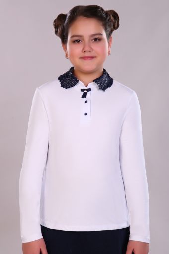 Блузка для девочки Рианна Арт.13180 (Белый/темно-синий) - Модно-Трикотаж