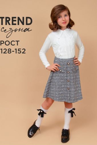Юбка для девочки твидовая SP281 (Серый) - Модно-Трикотаж