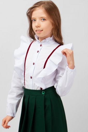 Блузка для девочки SP0622 (Бело-бордовый) - Модно-Трикотаж