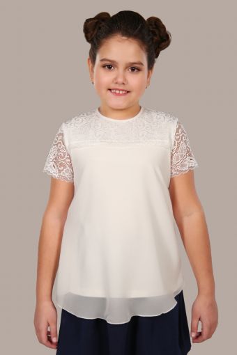 Блузка для девочки Анжелика Арт. 13177 (Крем) - Модно-Трикотаж