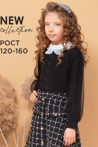 Блузка для девочки SP6546 (Черный) - Модно-Трикотаж